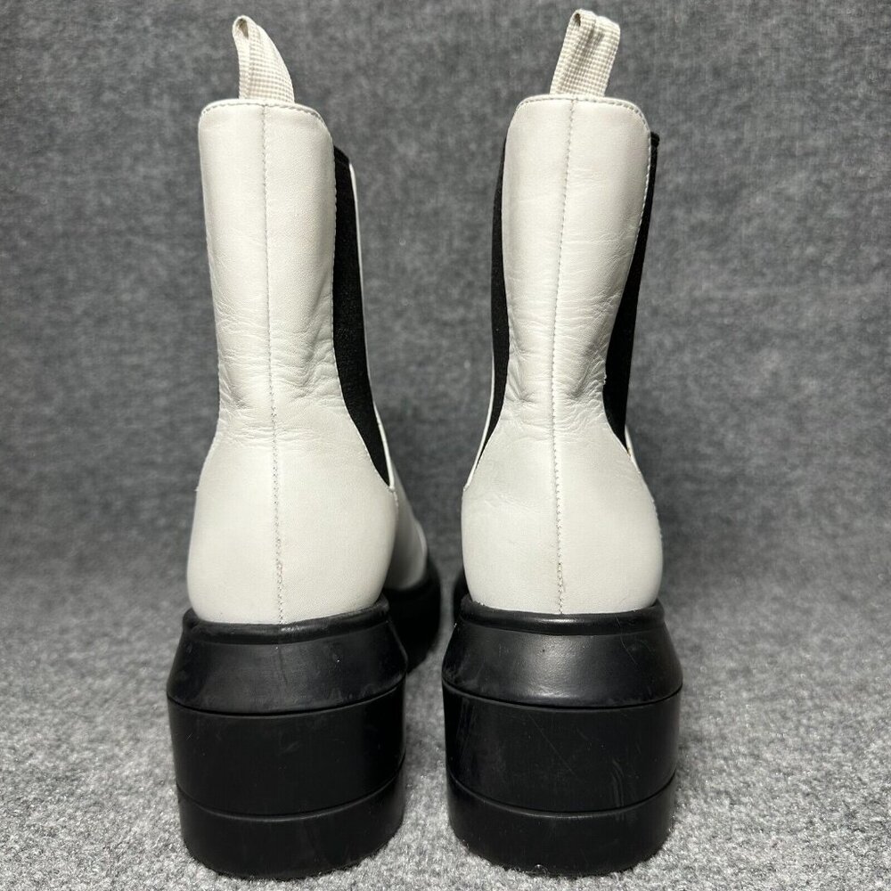 Stuart Weitzman Boots Womens 5C Norah Chelsea Booties White Leather Lug Sole - Picture 4 of 10